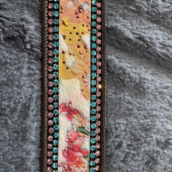 Nanni Milano Italy Floral Embellished Belt with studs and gem stones main image 5